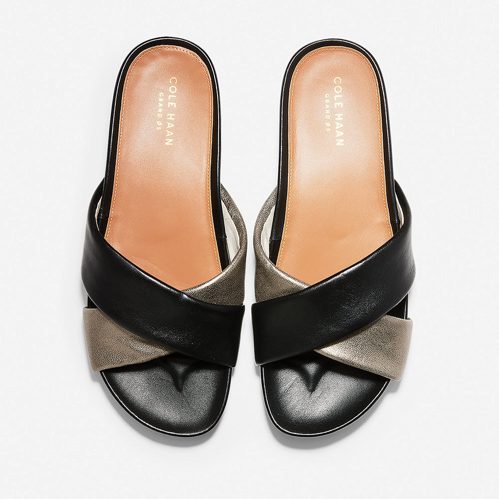 Heel Strappy Sandals Cole Haan Arielle Sandal Bronze Metallic Leather/Black Leather Size 10