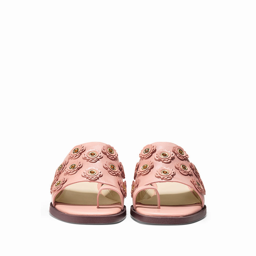 Cole Haan Carly Floral Sandal Coral Almond Leather Size 9.5 Criss Cross Sandals