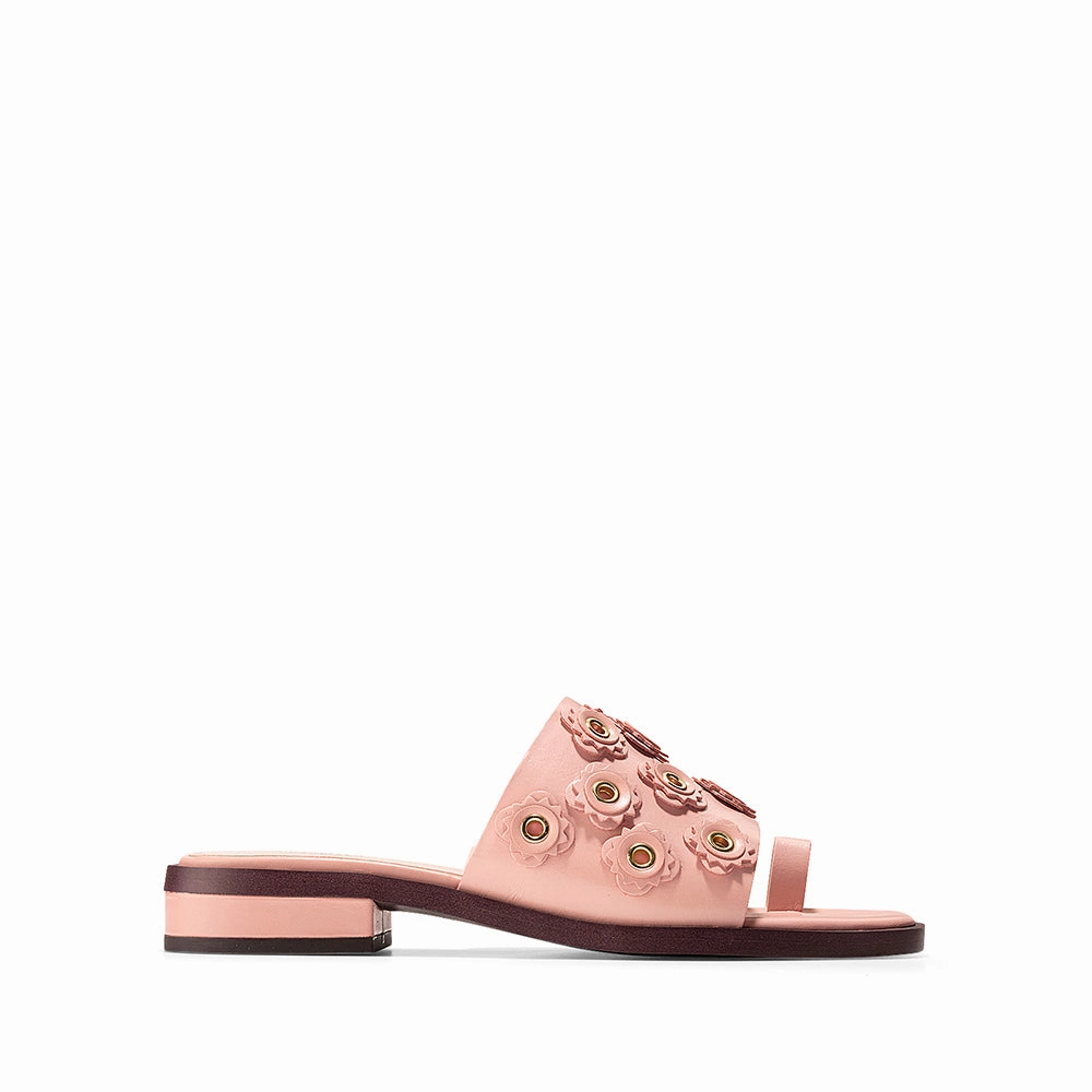 Cole Haan Carly Floral Sandal Coral Almond Leather Size 9.5 Socks For Sandals