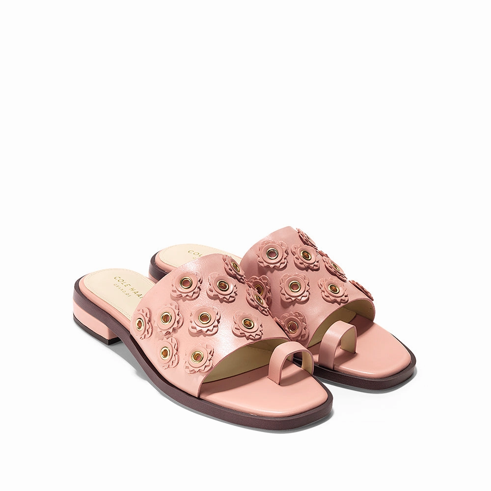 Sandals Dominican Republic Cole Haan Carly Floral Sandal Coral Almond Leather Size 9.5