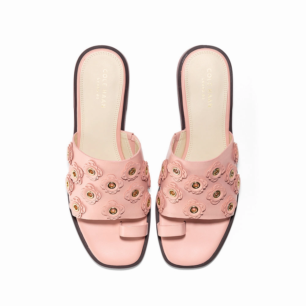 Cole Haan Carly Floral Sandal Coral Almond Leather Size 9.5 Cute Platform Sandals