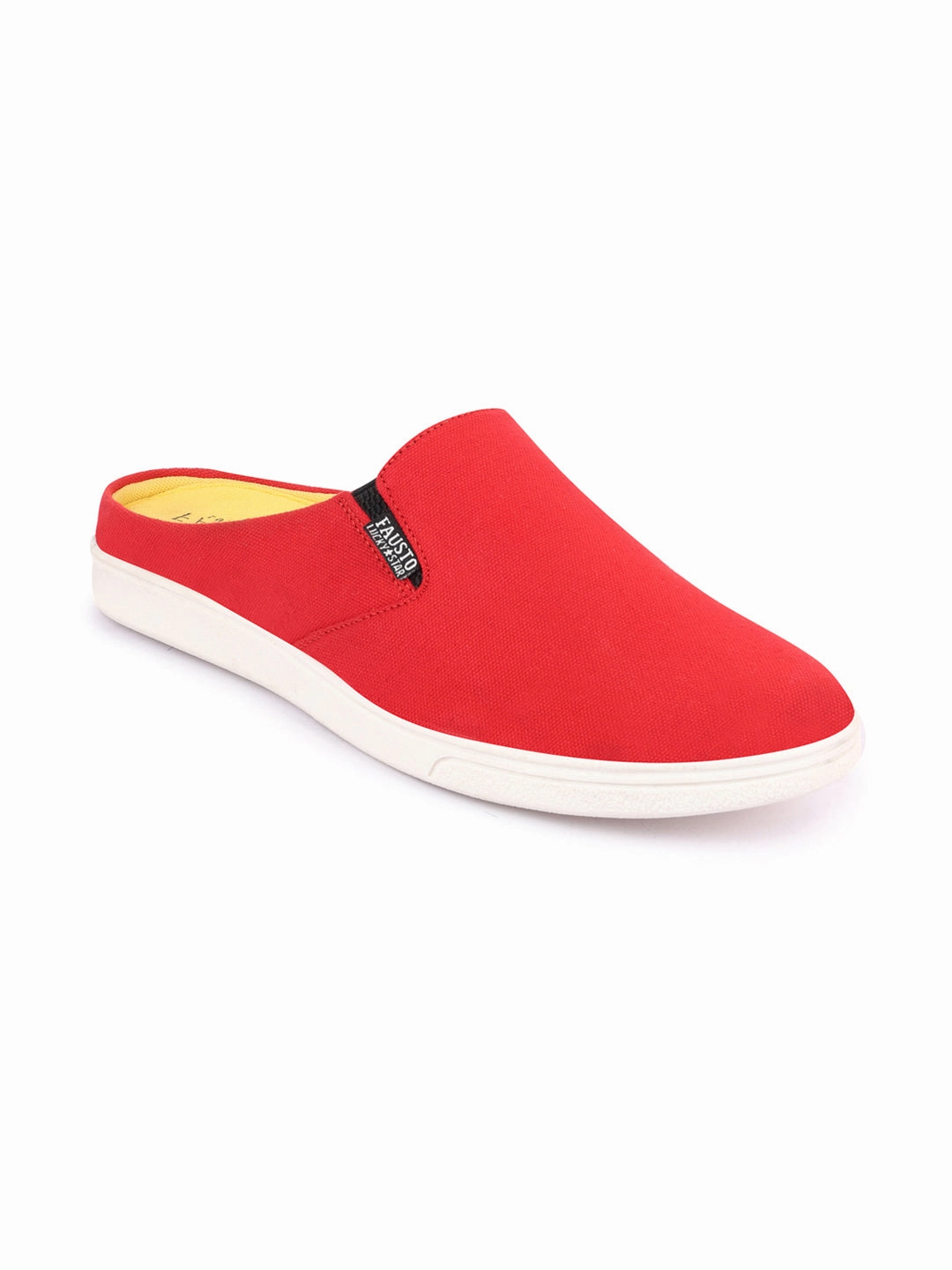 Printed Casual Shoes Men Red Casual Back Open Canvas Stylish Slip On Shoes