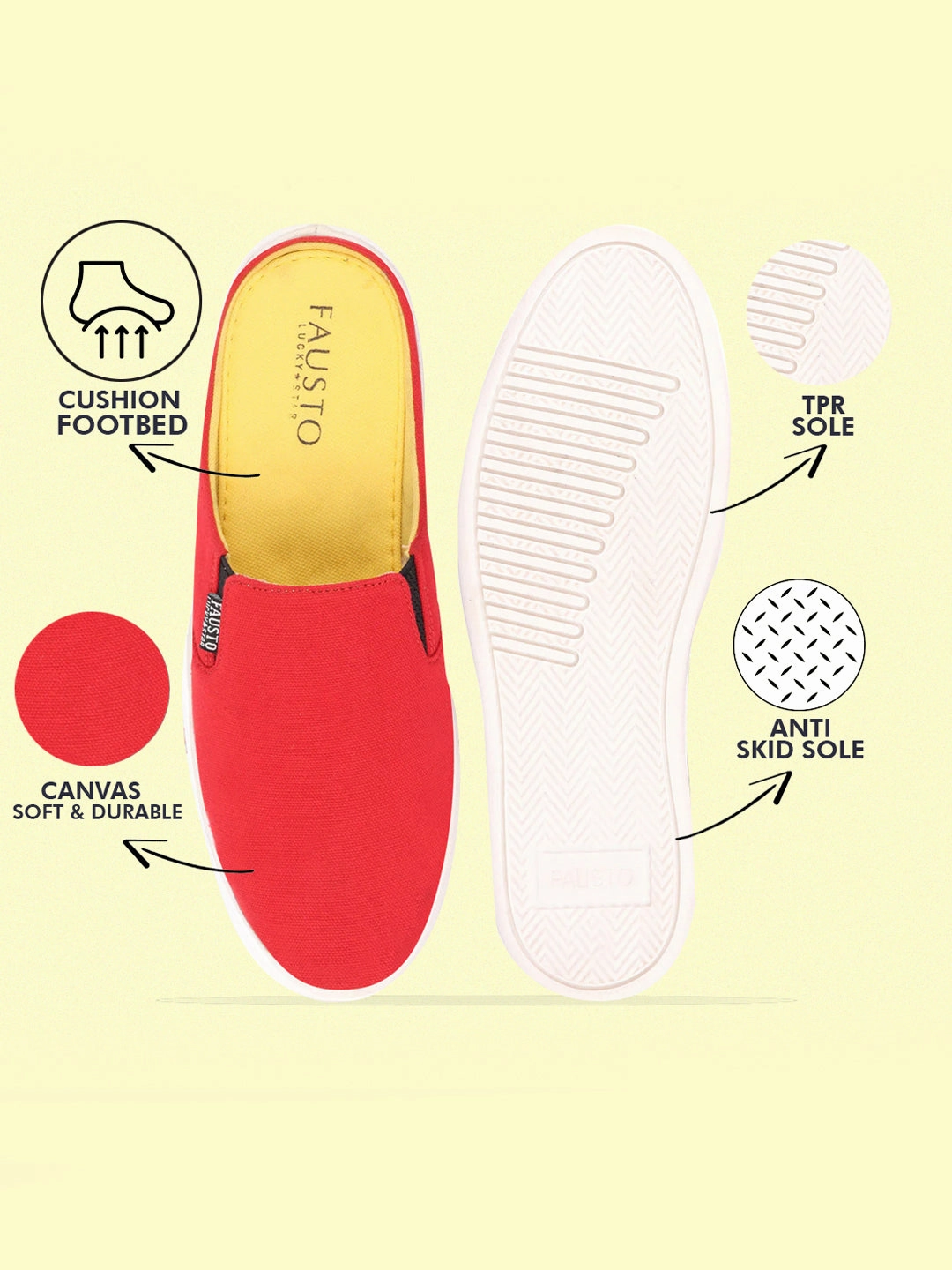 Nordstrom Casual Shoes Men Red Casual Back Open Canvas Stylish Slip On Shoes