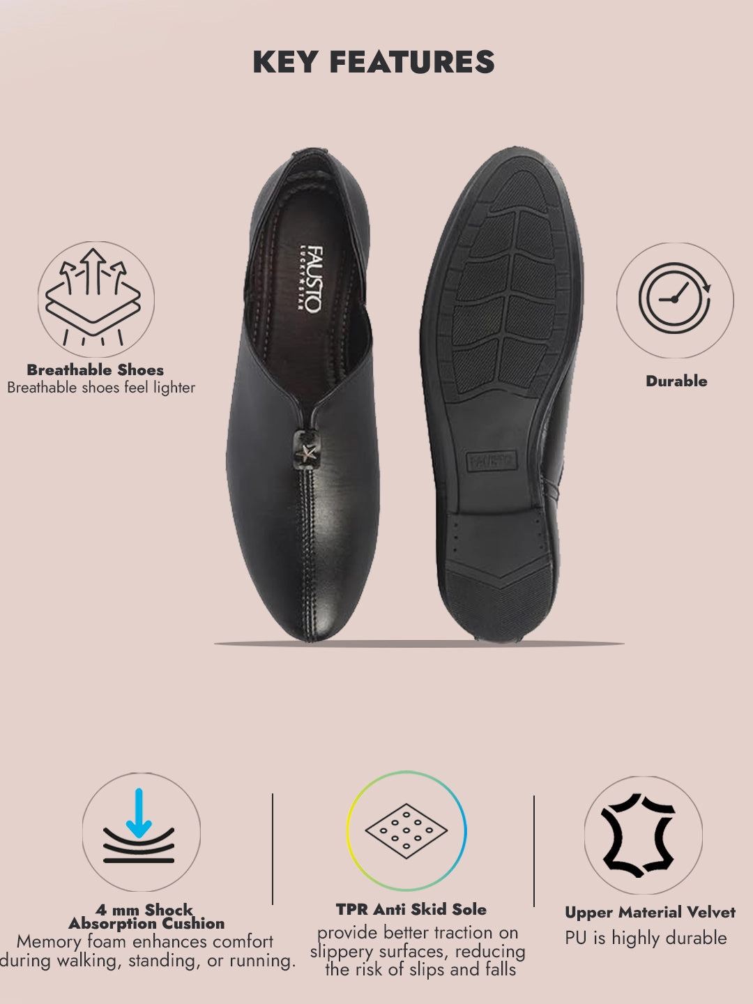 Men Black Pointed Toe Ethnic Slip On Juttis and Mojaris for Wedding|Party Slip On Shoes|Kurtas Shoes|Traditional Shoes Hiking Boots With Heel