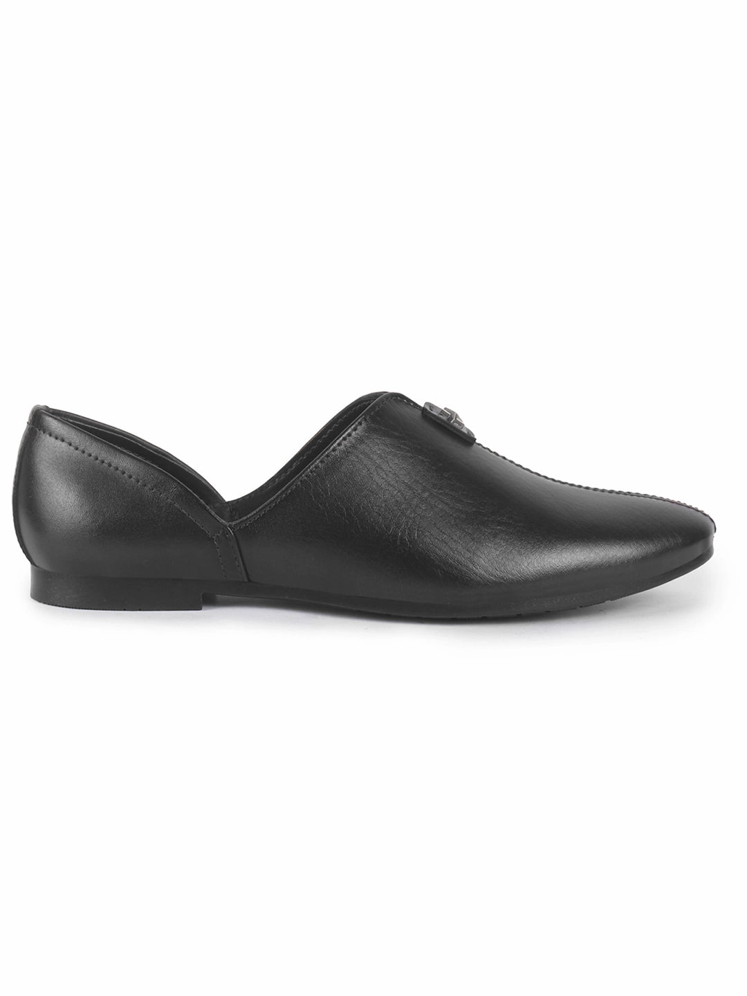 Men Black Pointed Toe Ethnic Slip On Juttis and Mojaris for Wedding|Party Slip On Shoes|Kurtas Shoes|Traditional Shoes Hiking Boot With Composite Toe