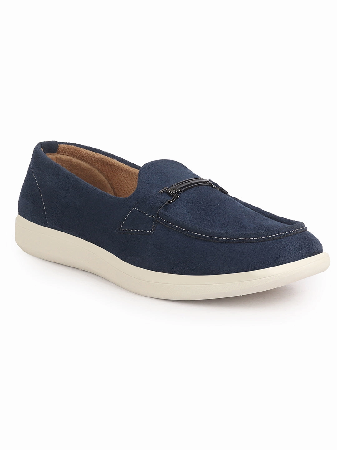 Men Blue Suede Classic Ultra Light Comfort Horsebit Buckle Slip On Casual Loafer Shoes|Memory Cushion Insole|EVA Slip On Shoe Casual Sporty Shoes