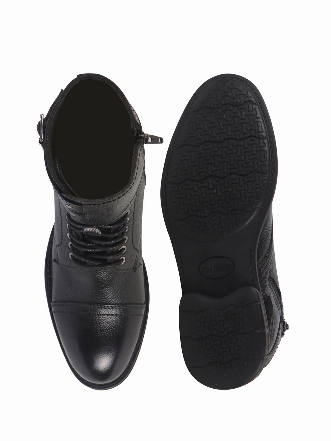 Trail Runners Hiking Shoes Men Black 6-Eye Lace Up Genuine Leather High Ankle Adjustable Buckle Strap Winter Boots|Trekking Boots|Hiking Boots