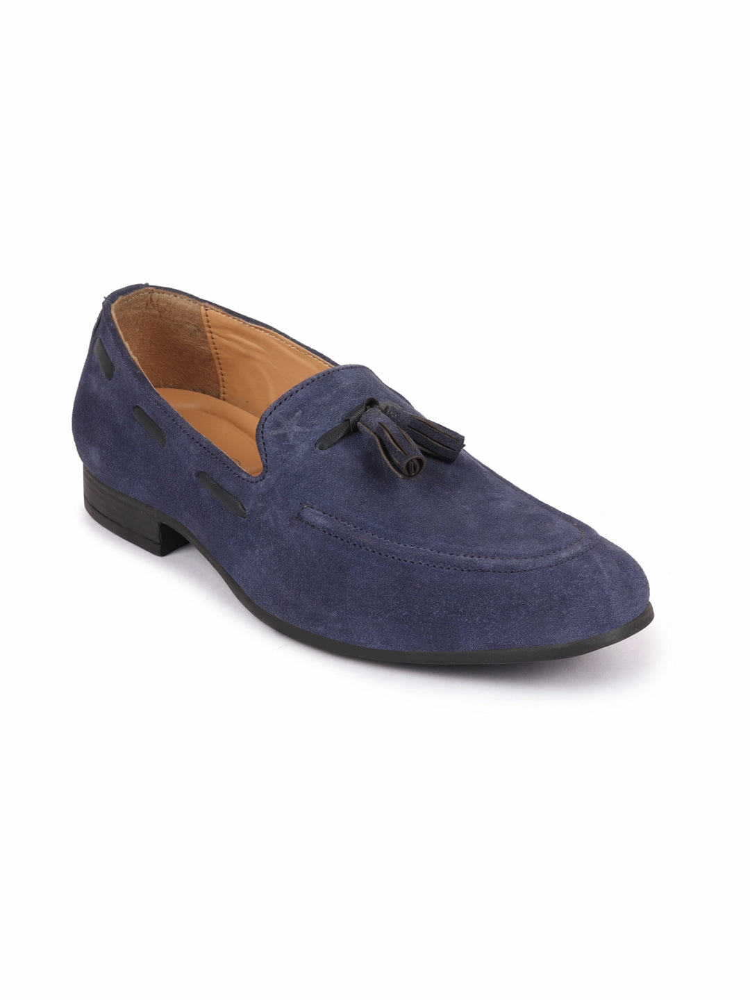 Men Navy Blue Suede Leather Casual Tassel Loafer Shoes Casually