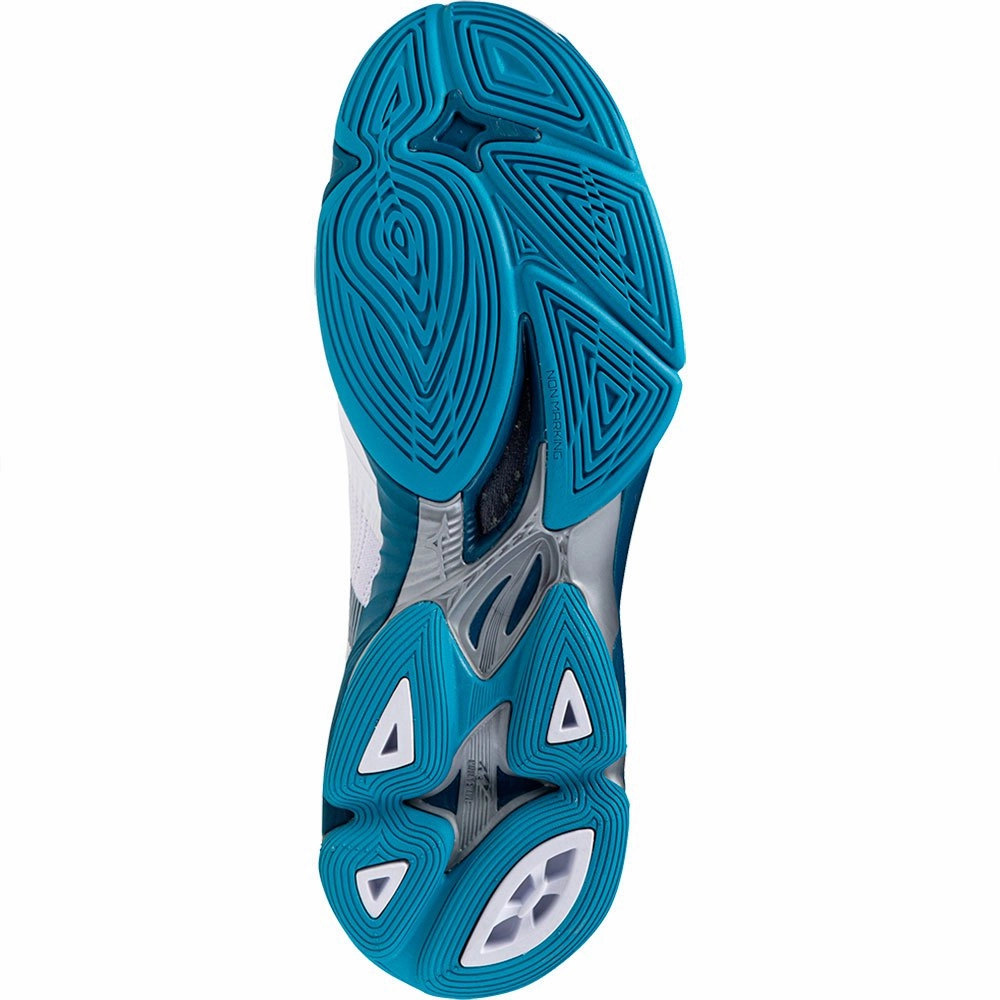 Volleyball Shoes 10.5 Mizuno Men's Wave Lightning Neo 2 - white/moroccan blue CLOSEOUT - NO RETURNS