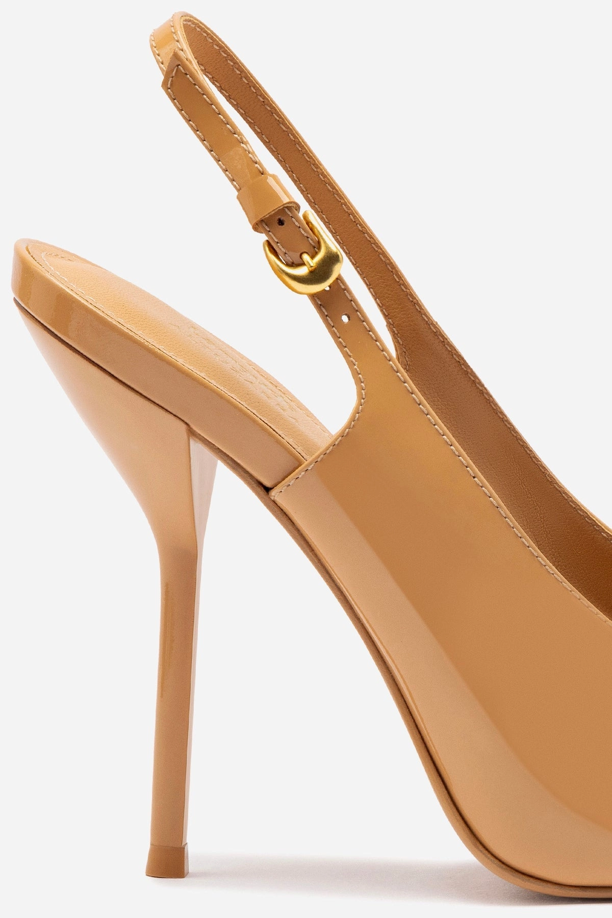 High Heels Very High Larroud x Altuzarra Pump In Tan Patent Leather