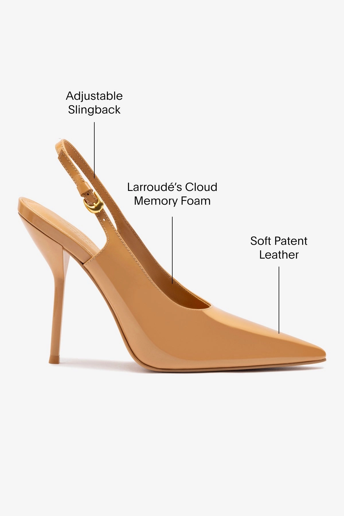 Stocking With High Heels Larroud x Altuzarra Pump In Tan Patent Leather