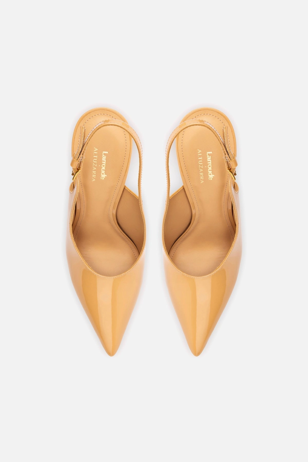 Larroud x Altuzarra Pump In Tan Patent Leather 20 Inch High Heels