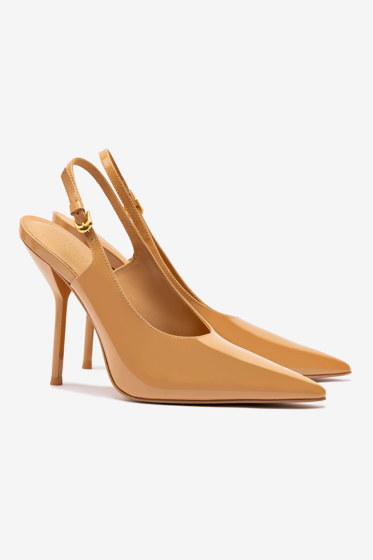 Larroud x Altuzarra Pump In Tan Patent Leather Tallest High Heels Shoes In The World