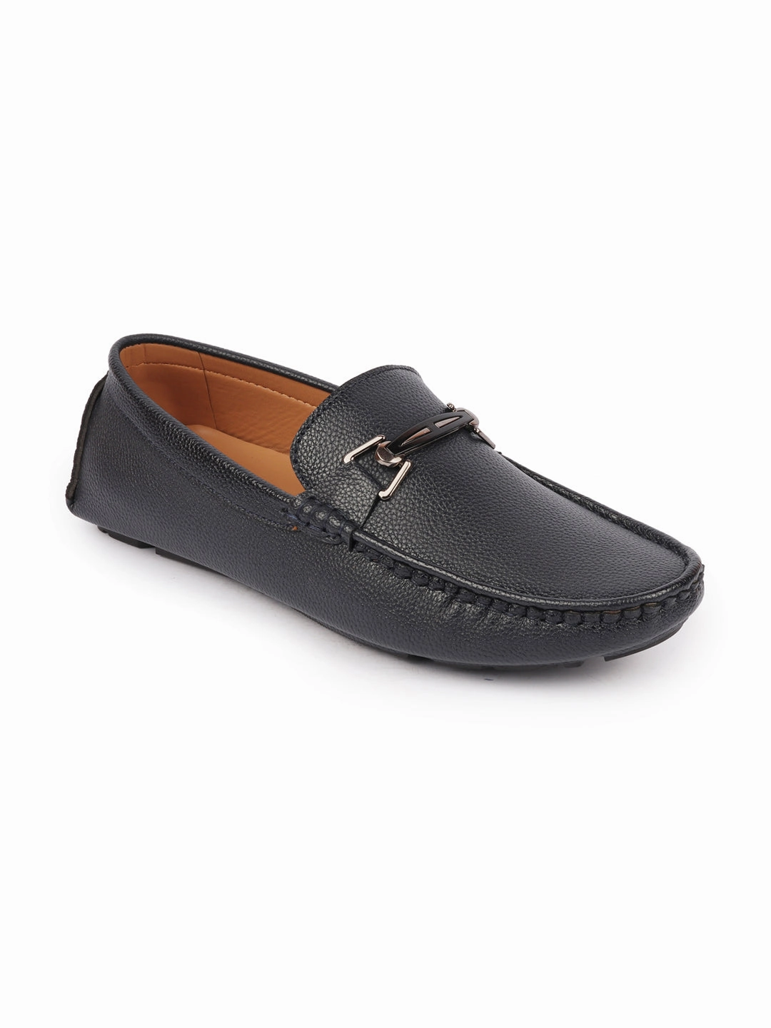 Smart Business Casual Shoes Men Blue Casual Slip On Textured Stitched Design Driving Loafer and Moccasin Shoes