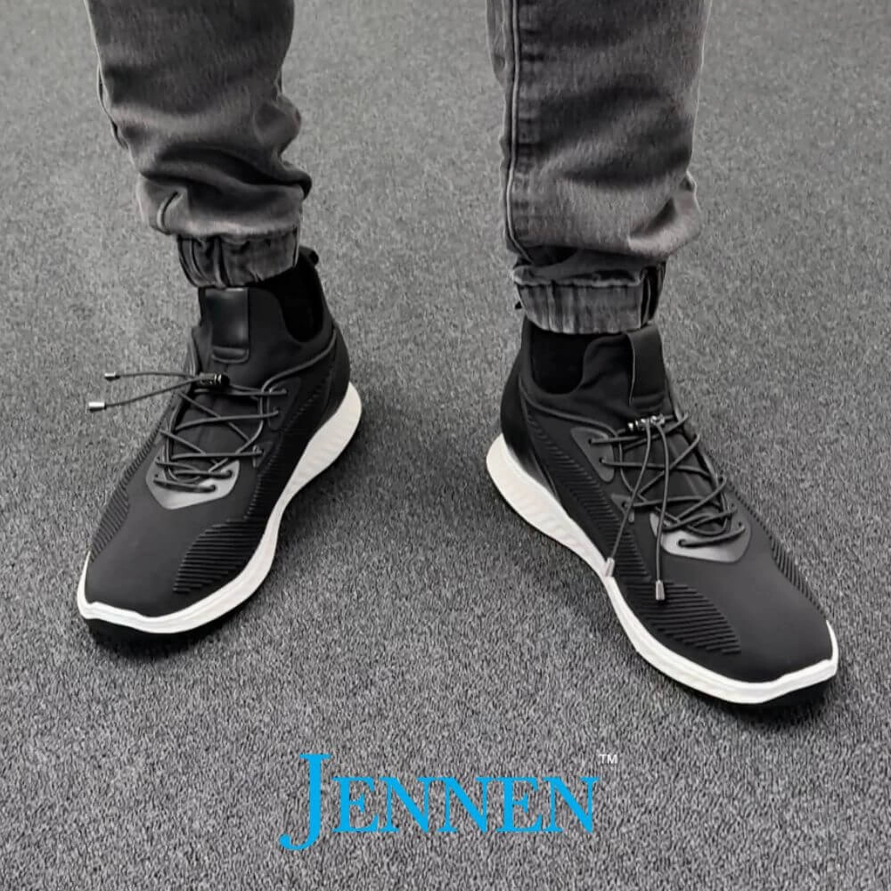 Water Resistant Sneakers Mr. Bolt Delta Black 6cm | 2.4 inches Taller Height Increasing Sneakers