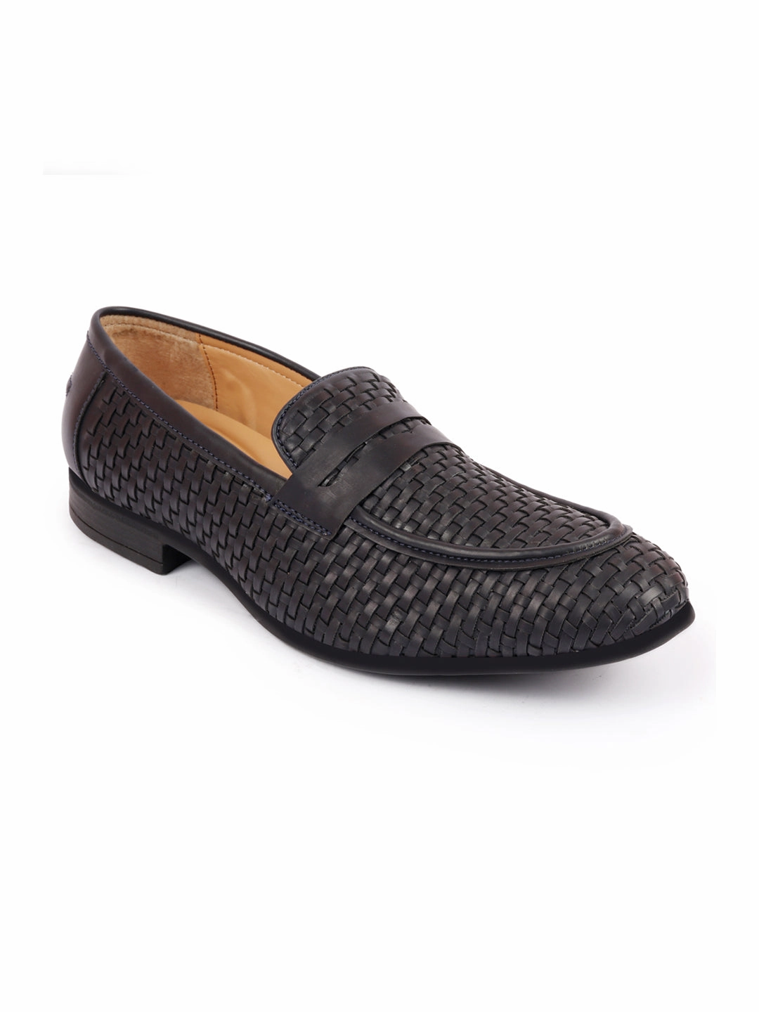 Men Navy Blue Hand Knitted Design Penny Loafer Slip On Shoes Clearance Casual Shoes