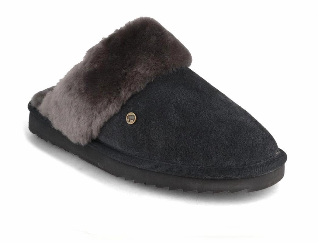 WARMBAT Women Suede Slippers 'Flurry', charcoal Jack Skellington Slippers