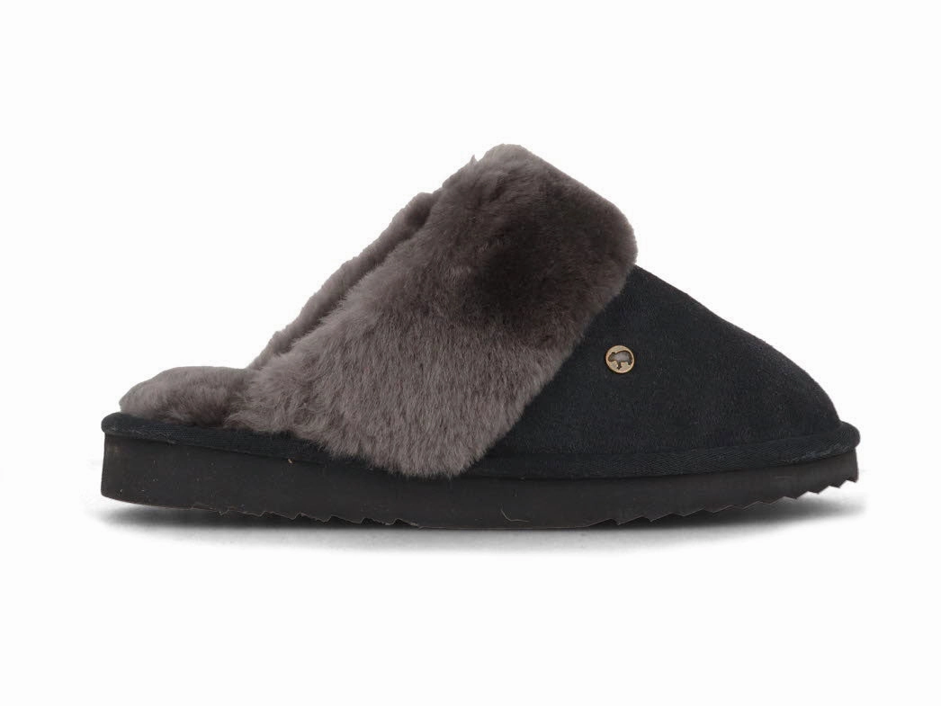 WARMBAT Women Suede Slippers 'Flurry', charcoal Snakeskin Slides