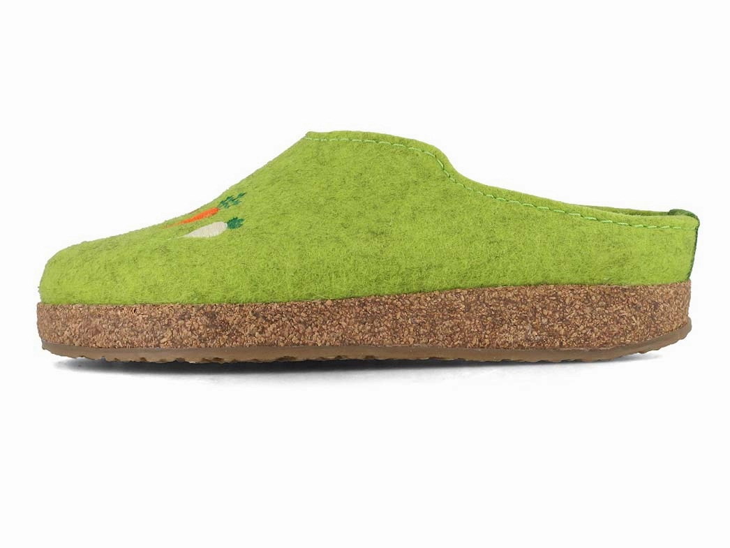 HAFLINGER Women Apllication Felt Slippers 'Grizzly Rbli', canarygreen 1911 Slides