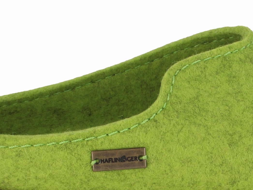 Polish Leather Slippers HAFLINGER Women Apllication Felt Slippers 'Grizzly Rbli', canarygreen