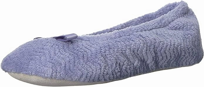 Isotoner Women's Chevron Microterry Ballerina Slipper with Moisture Wicking Lining, Ribbon Bow and Suede Sole for Comfort Shrek And Donkey Slippers
