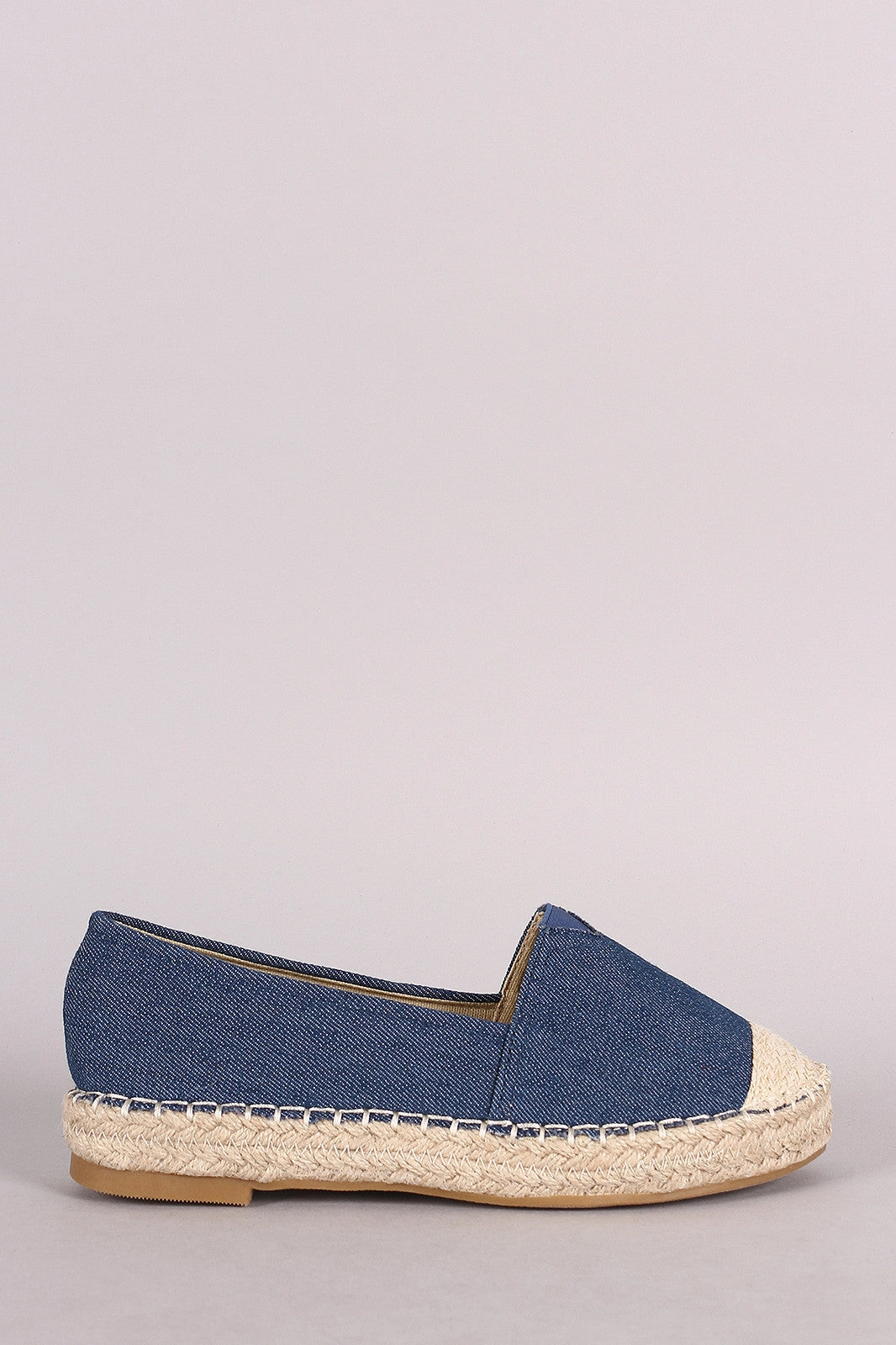 Flat Bottom Bike Shoes Denim Braided Espadrille Slip On Loafer Flat