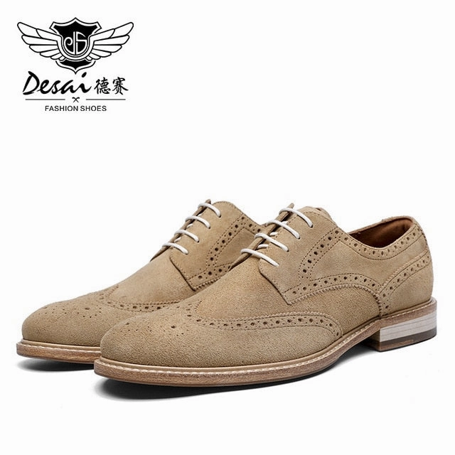 Desai Genuine Derby Men Shoes Cow Suede Leather Autumn Winter Brogue Casual Men Leather Shoe Male Dress Shoes Dicks Hiking Boots