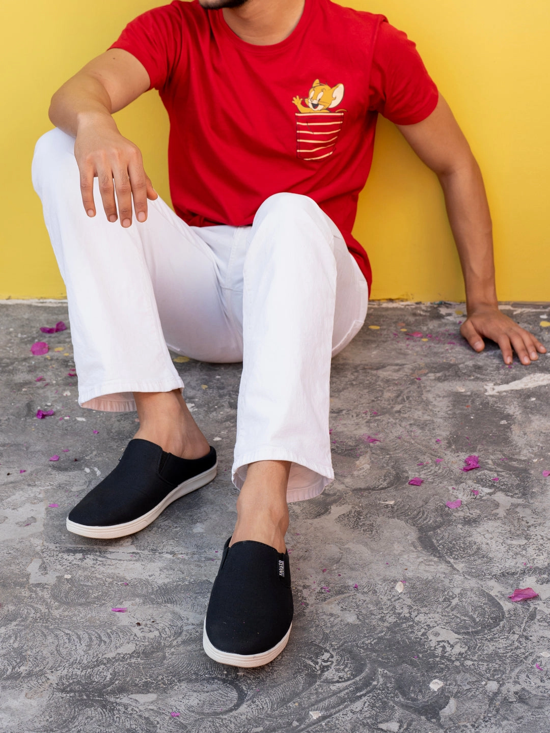 Width Wide Numeric Size Casual Shoes Men Black Casual Back Open Canvas Stylish Slip On Shoes