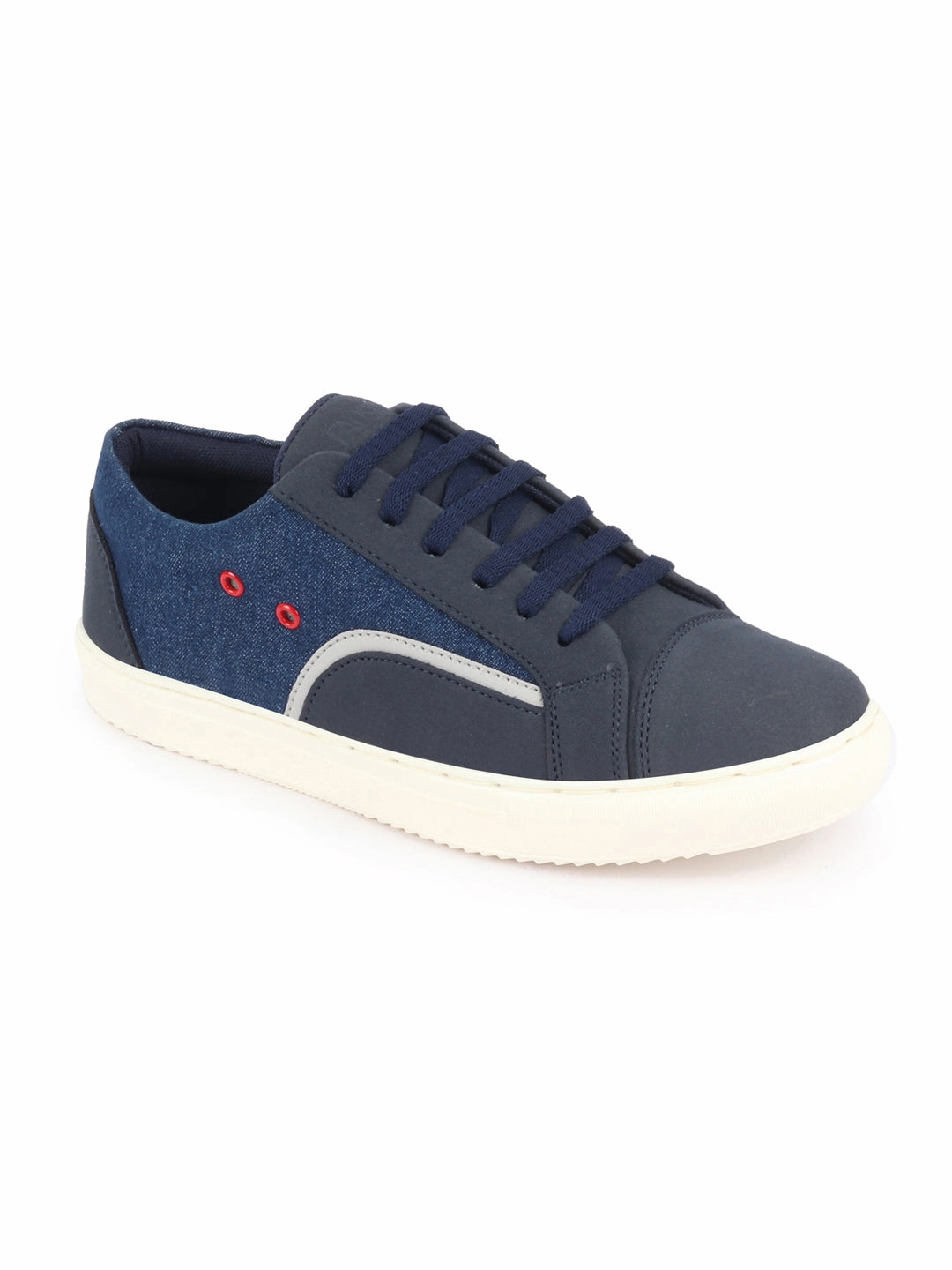 Star Casual Shoes Men Navy Blue Colorblocked Upper Denim Strip Design Comfort Lace Up Canvas Sneakers Shoes