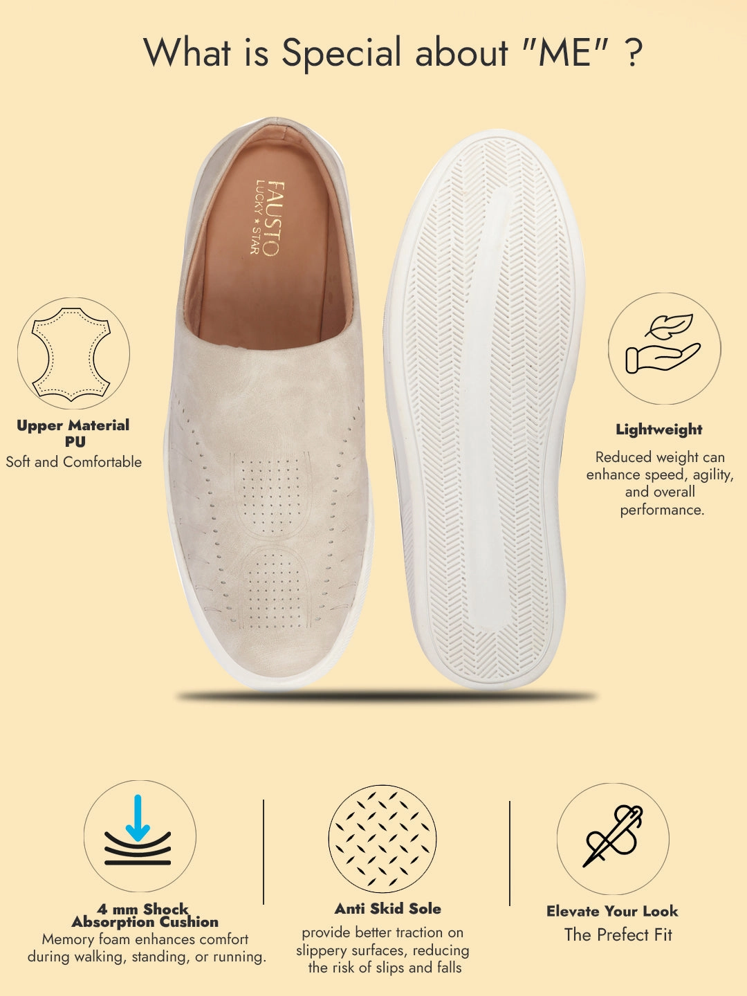 Men Cream Back Open Stylish Design Slip On Shoes Dress Sneakers Casual Oxford Formal Shoes