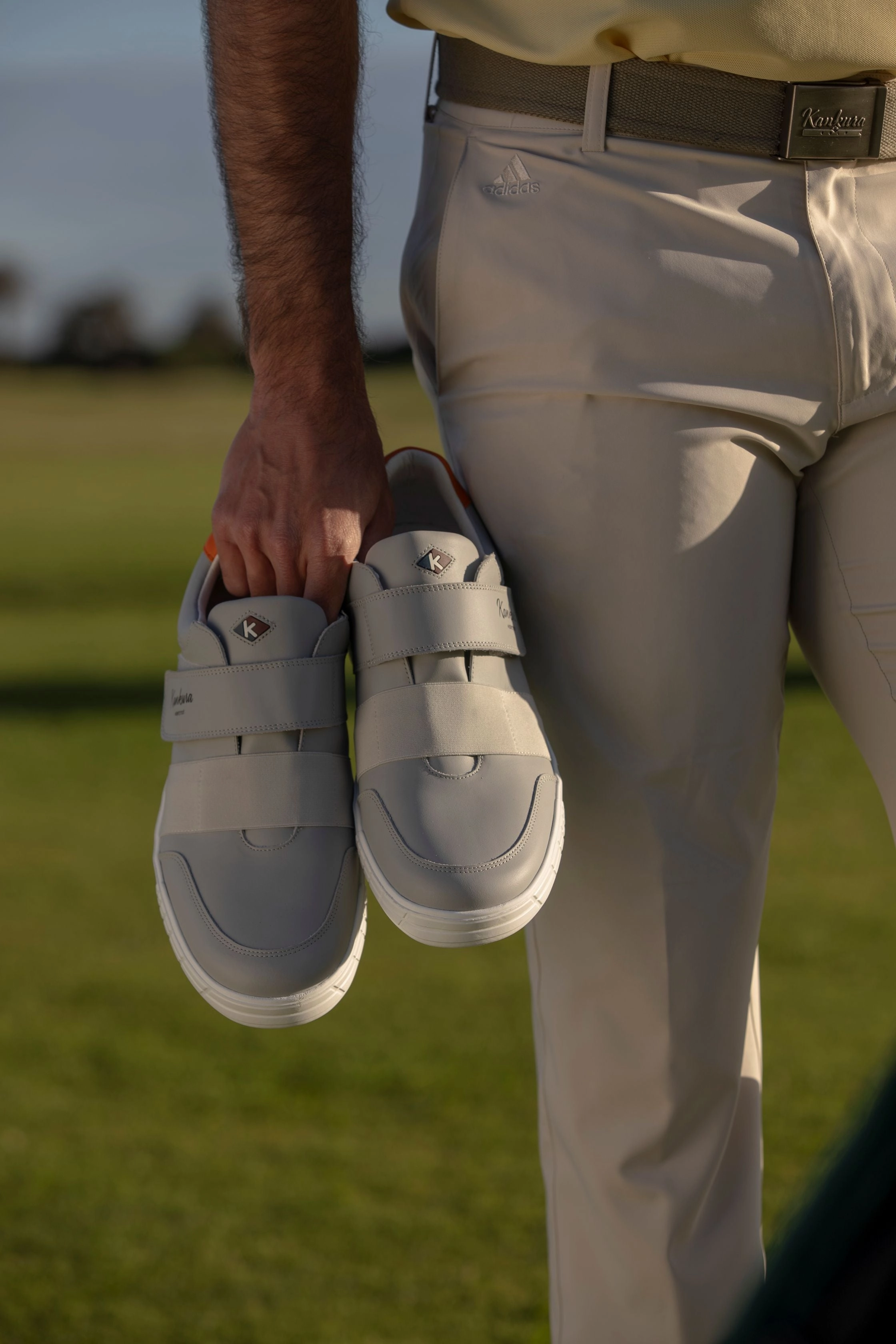 Waterproof High Top Shoes Drive 05   Light Grey|Orange   Men's Golf Shoes   D005 04