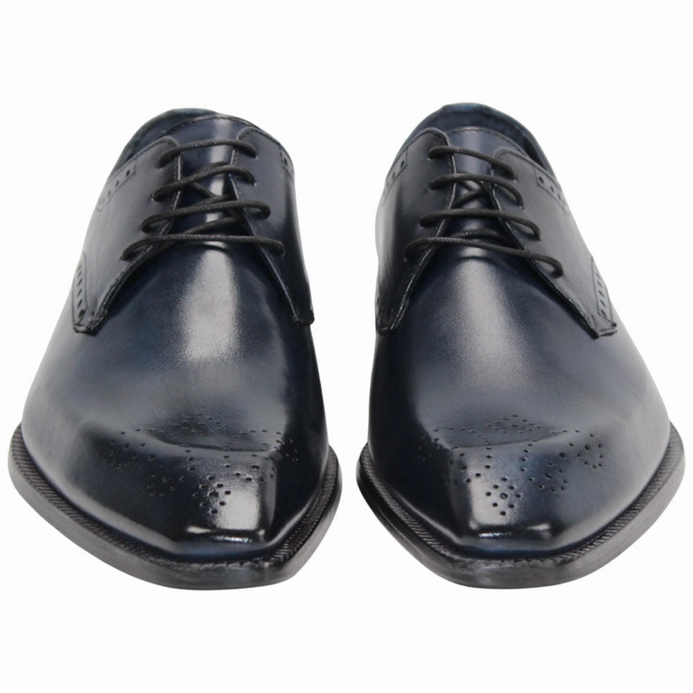 Duca Arpino Navy Blue Genuine Italian Calfskin Lace-Up Shoes Premiere Golf