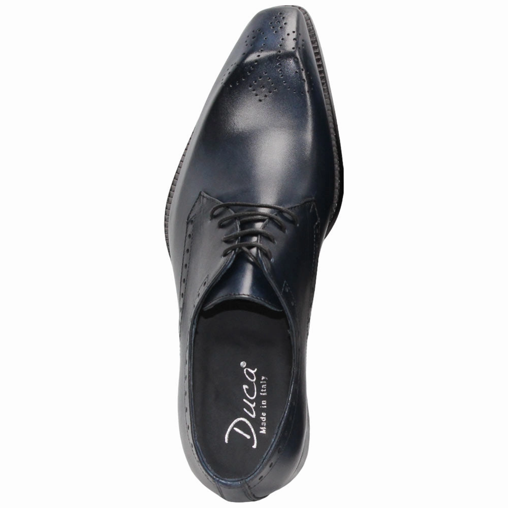 Dunks Golf Shoes Duca Arpino Navy Blue Genuine Italian Calfskin Lace-Up Shoes