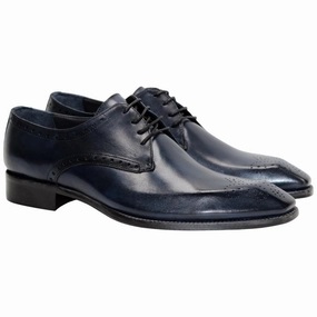 Duca Arpino Navy Blue Genuine Italian Calfskin Lace-Up Shoes Support Best Golf