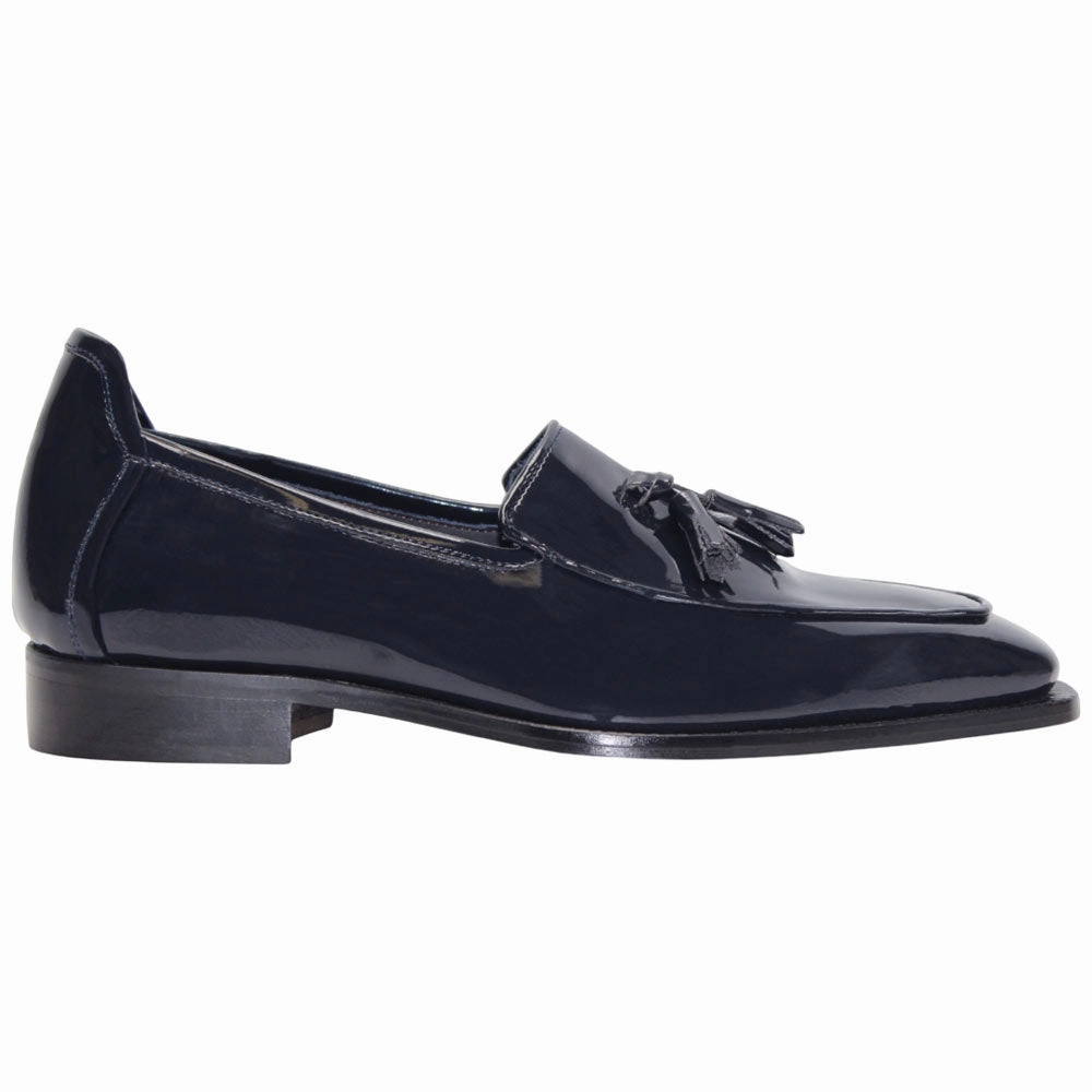 Duca Fano Navy Genuine Italian Patent Leather Tassel Loafer Shoes Ecco Golf Shoes Sale
