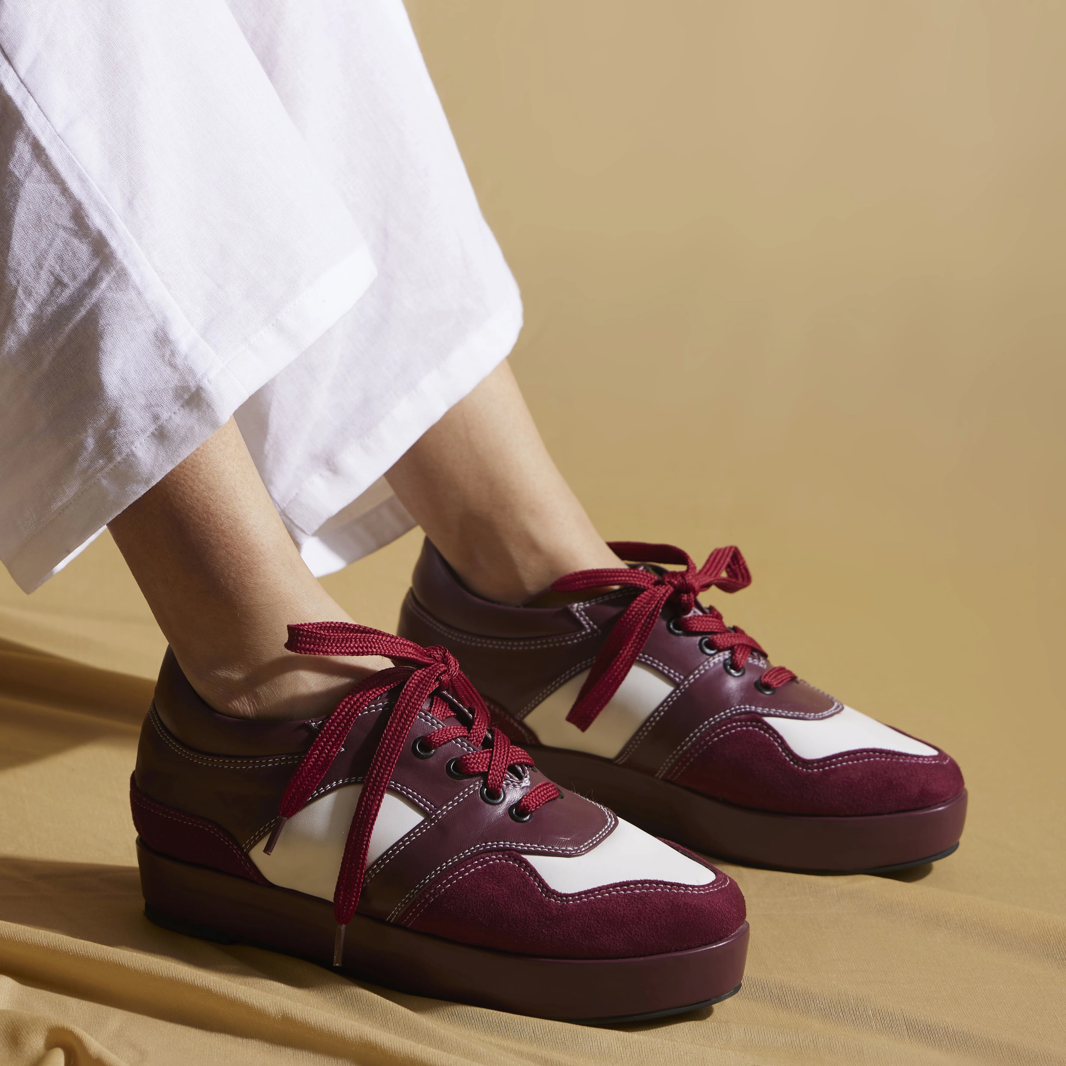 Platform Nike Sneakers Maroon Leather Sneakers  0.25 Inch Platform |  Customisable