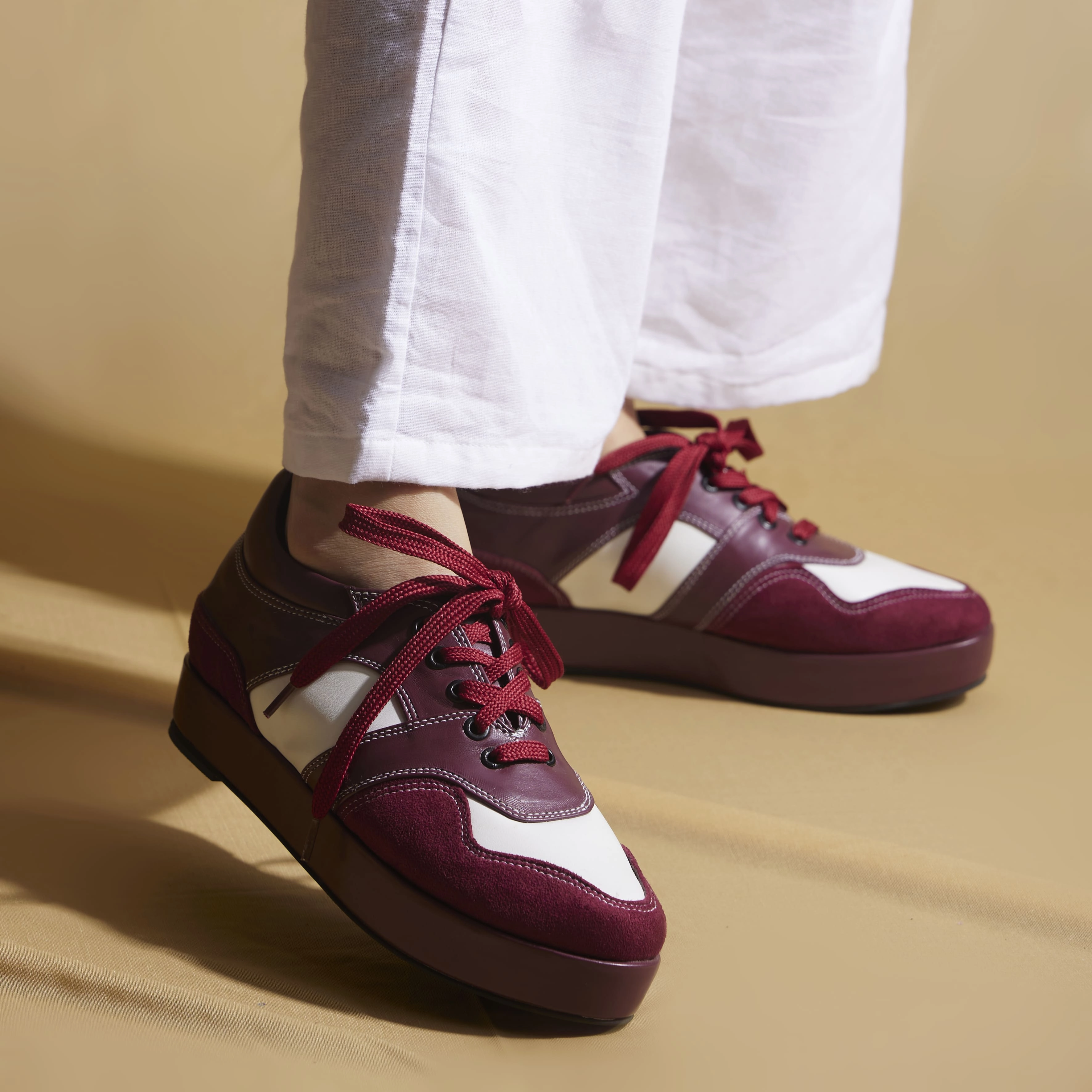Maroon Leather Sneakers  0.25 Inch Platform |  Customisable Edmonds Sneakers
