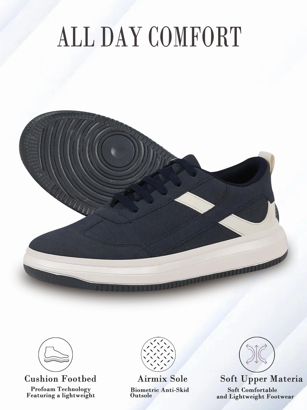 Business Casual Summer Shoes Men Navy Lace Up White Stripped Trendy All Day Comfortable Lightweight Sneakers Casual Shoes