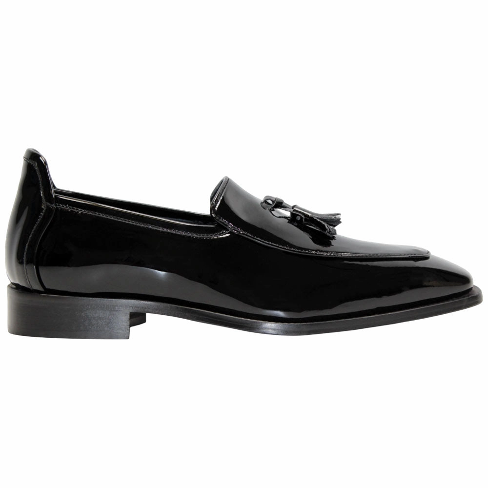 Fuel Golf Shoe Duca Fano Black Genuine Italian Patent Leather Tassel Loafer Shoes