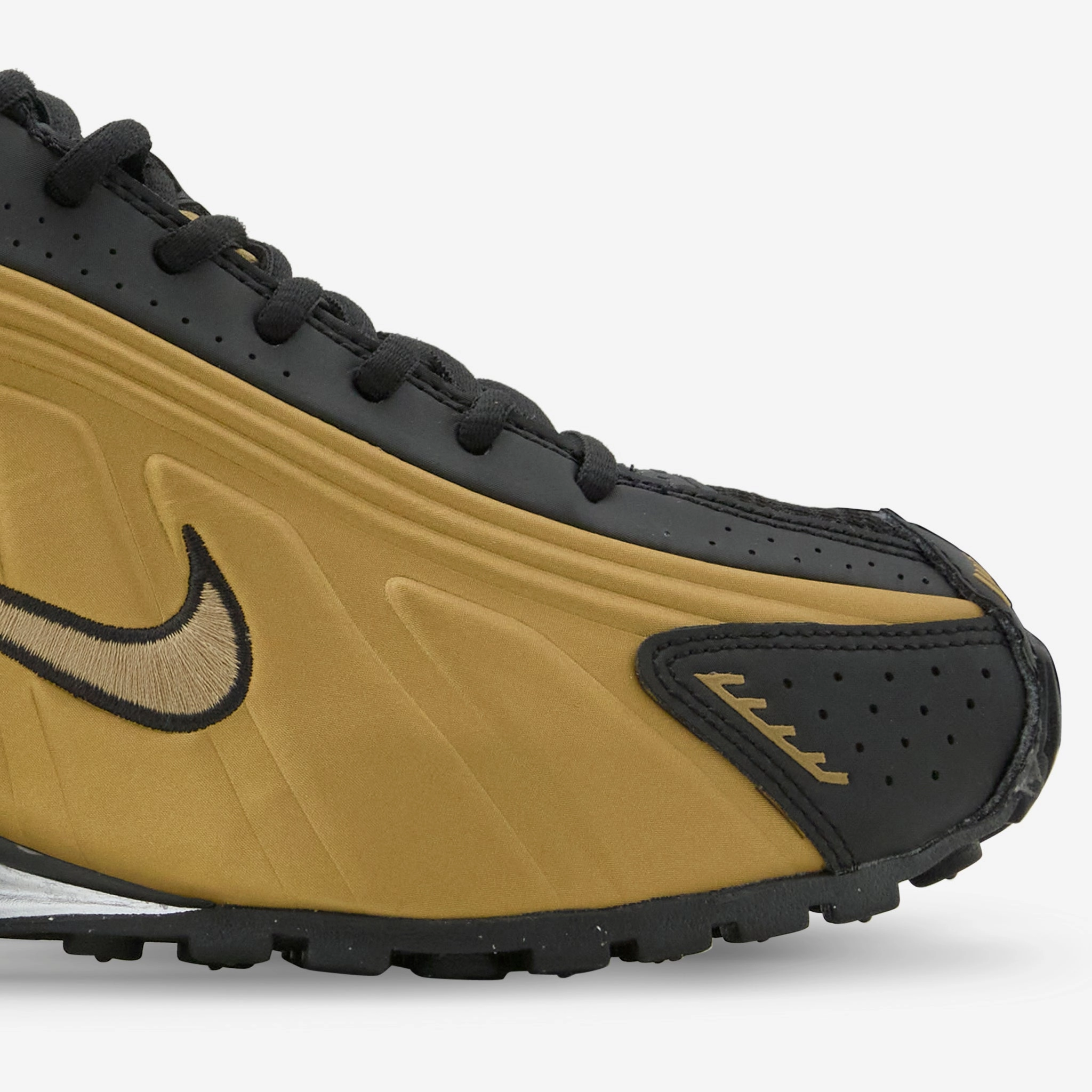 Women's Shox R4 Black | Metallic Gold | Metallic Silver Futsal Nike Shoes