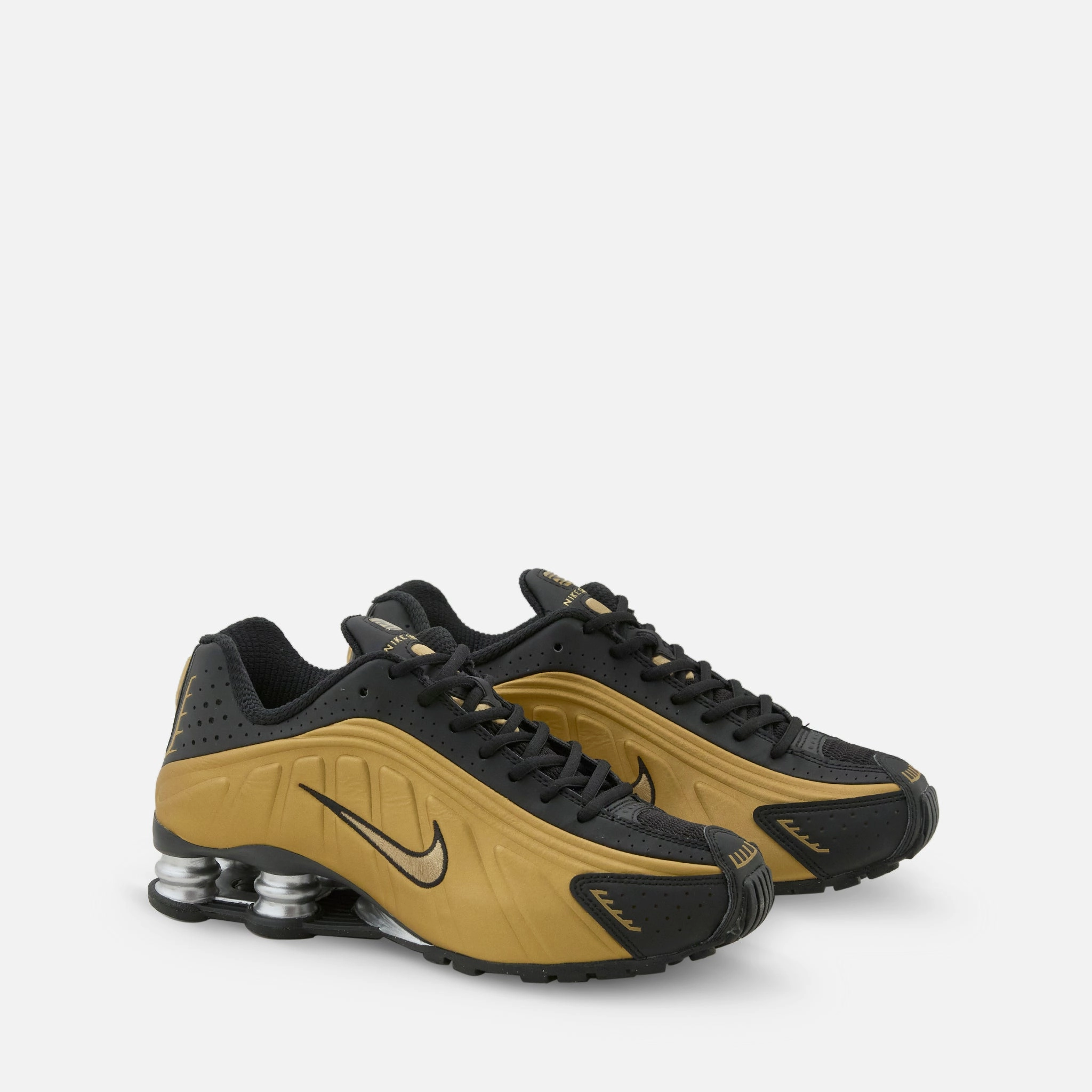 Nike Volleyball Shoes Women's Shox R4 Black | Metallic Gold | Metallic Silver
