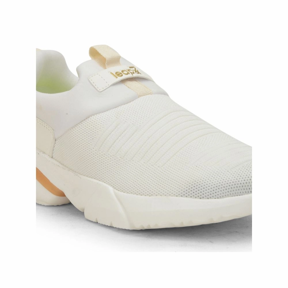 Dressy But Casual Shoes Leap7x Non-Lacing White Casual Slip-on Shoes For Men BRISK-01 By Liberty