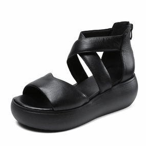 Bare Trap Sandals Women Summer Soft Leather Comfort Platform Sandals