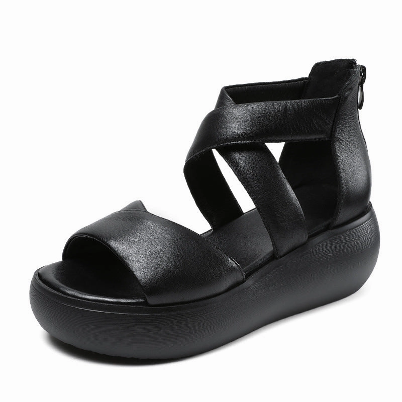 Capri Sandals Women Summer Soft Leather Comfort Platform Sandals