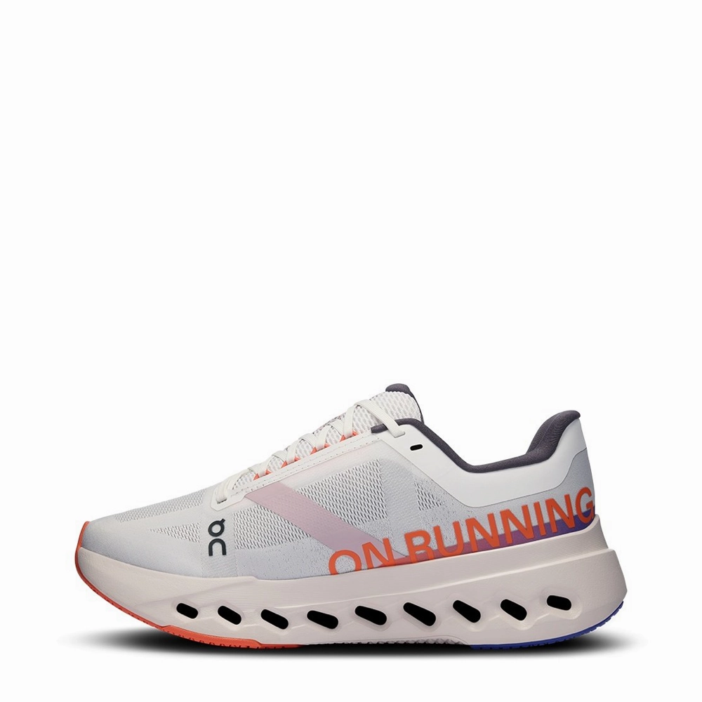 On Women's Cloudsurfer Next Sneaker in White/Flame Dynasoft Nitrel V5 Trail Running Shoe