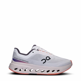 On Women's Cloudsurfer Next Sneaker in White/Flame Duma 6 Running Shoes