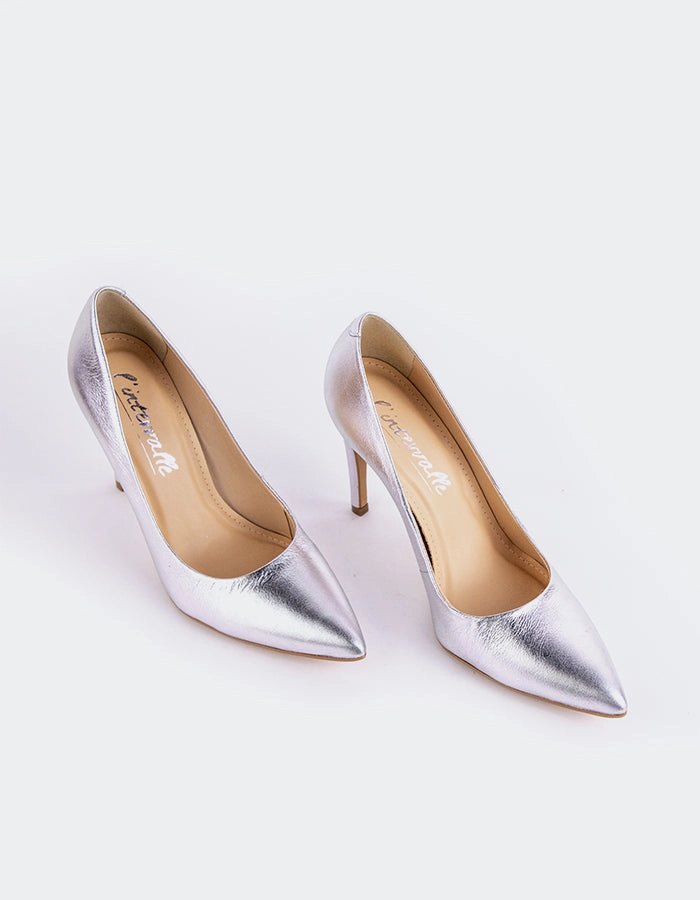 Wide Width High Heels Love Silver Metal