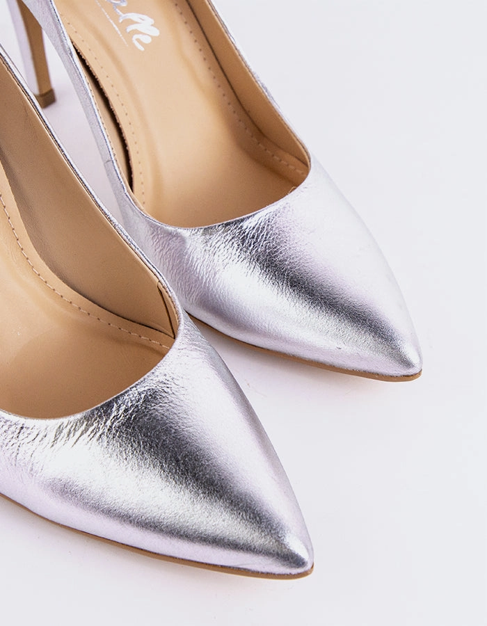 Knee High Boots High Heel Love Silver Metal