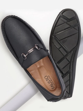 Men Blue Hand Stitched Horsebit Buckle Loafer and Moccasin Driving Shoes Casual Shoes Older