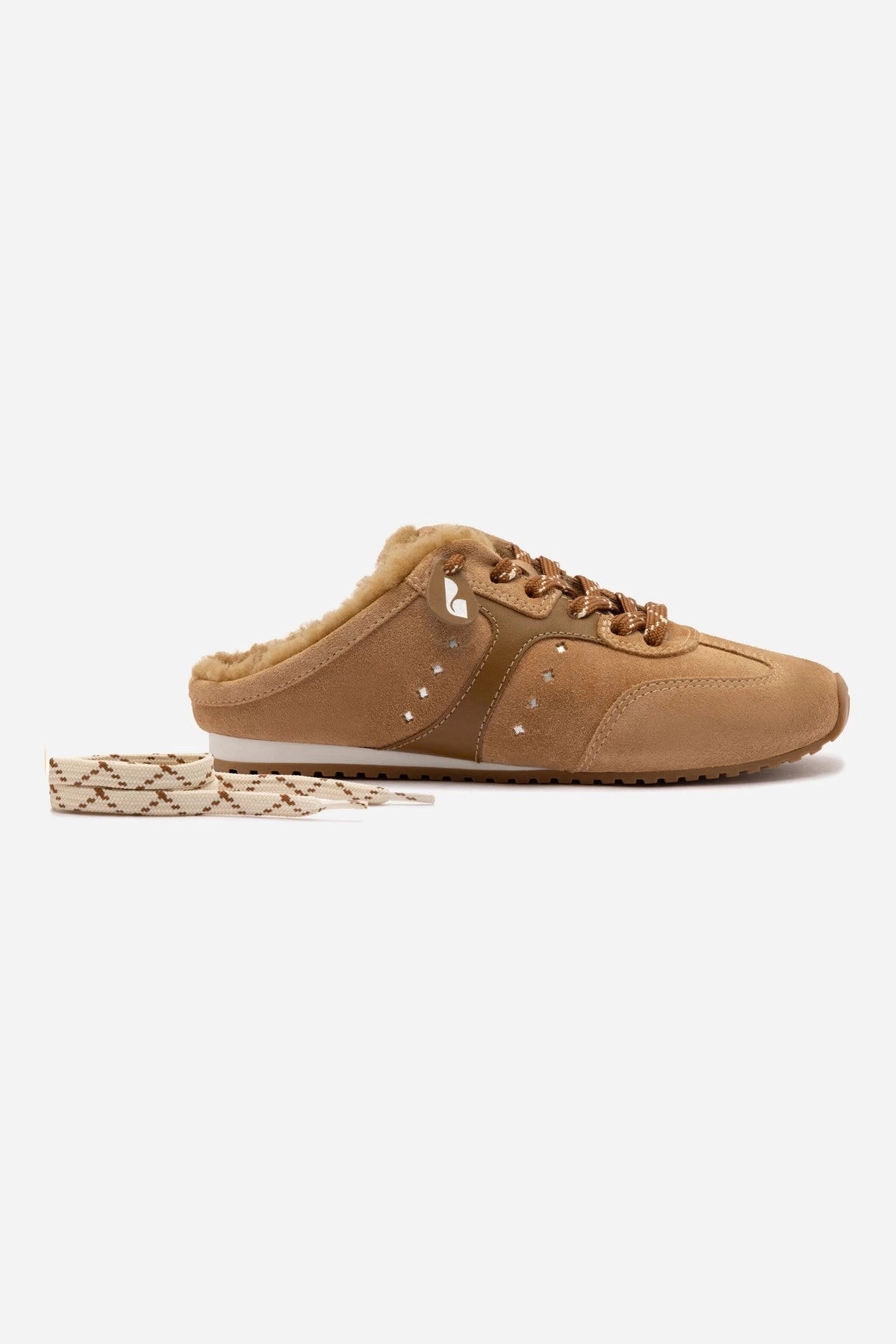 Workout Shoes For Flat Feet Stella Mule In Peanut Suede And Natural Shearling